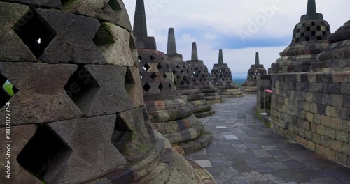 Stone Stupas of Borobudur Temple, Indonesia