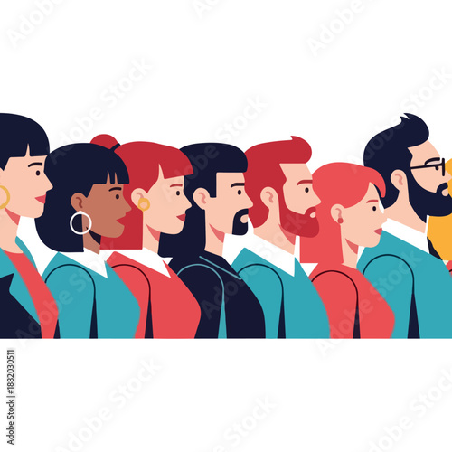 Diverse Group of People Standing Together.