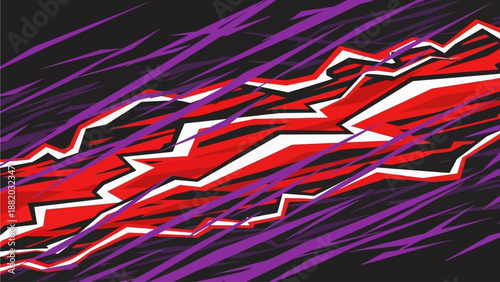 Dynamic abstract illustration of energy and movement in a digital art piece with vibrant red and purple hues