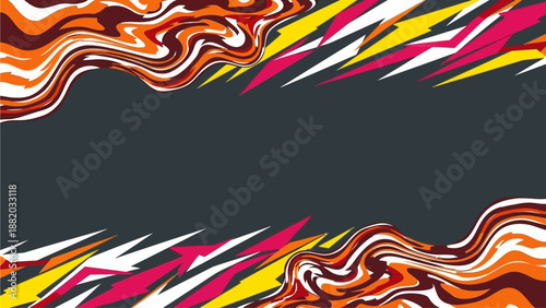 Vibrant abstract waves illustration on dark background, dynamic pattern, energetic design, artistic expression, digital art