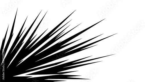 Seta silhouette illustration with sharp leaves and abstract shapes in a minimalist design on a white background