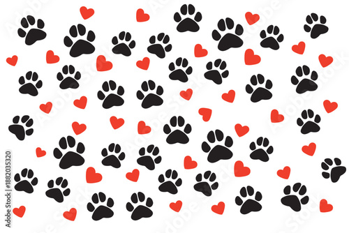 Dog Paw Seamless pattern vector heart isolated scarf valentine wallpaper background