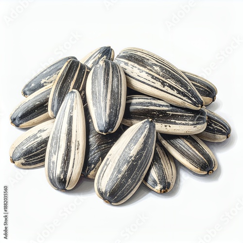 Wallpaper Mural Striking sunflower seeds pile displaying natural patterns against a white backdrop Torontodigital.ca
