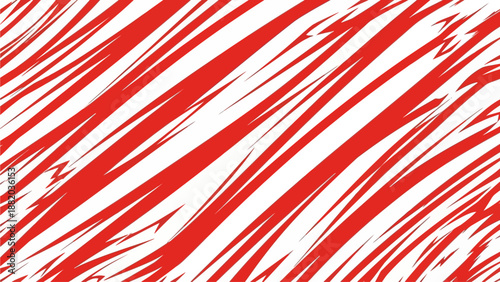Dynamic red and white diagonal stripes pattern illustration from a tilted viewpoint showcasing abstract art