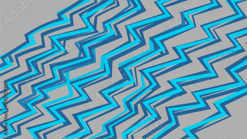 Abstract blue zigzag pattern on a gray background, viewed from a straight-on perspective, showcasing a modern design element.