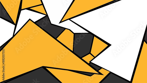 Abstract Geometric Shapes in Yellow and Black, Vector Illustration, Modern Art, Digital Artwork, Fractured Forms