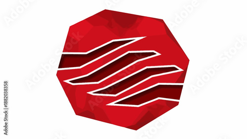 Red octagonal logo with stylized white lines on a symbol, likely representing a dynamic or abstract concept, possibly related to 'seta' as in a Japanese term or brand element, viewed directly