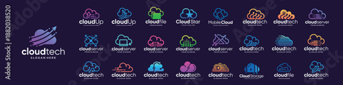 cloud logo design collection. cloud tech logo icon symbol inspiration.