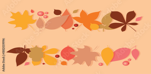 Set of autumn leaves and nuts. Autumn falling leaves isolated on transparent background. Yellow foliage collection. Rowan,oak, maple, birch and acorns. Colorful autumn leaf set. Vector illustration.