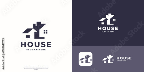 silhouette house Realtor Property Logo.
