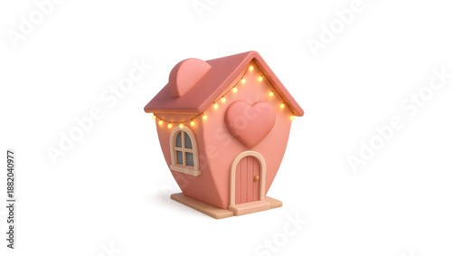3D Pink Heart House