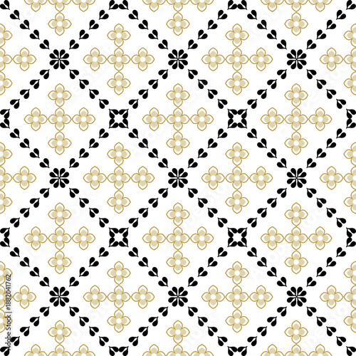Luxury Ivory Floral Lattice Pattern with Gold Micro Motifs