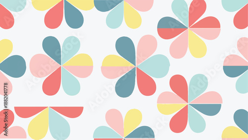 Abstract Pastel Geometric Flower Petal Pattern Background