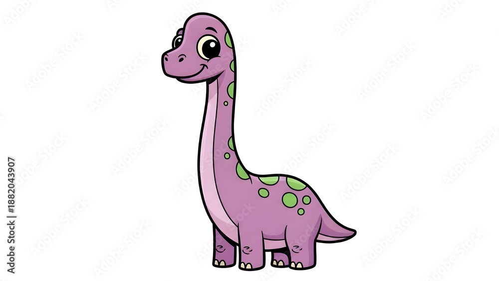 Naklejka premium Cute Brachiosaurus Cartoon for Kids – Friendly & Colorful Dino Character