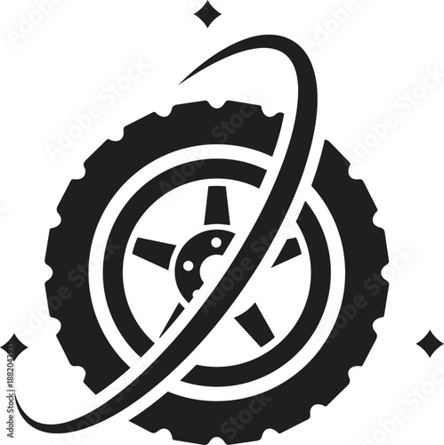 Black rubber wheel tire set. Wheel tires. Car tire tread tracks, motorcycle racing wheels and dirty tires track. Tyres road maintenance vector automobile. Auto wheel tyre.