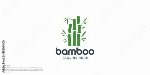 bamboo and leaf logo design with creative concept premium vector