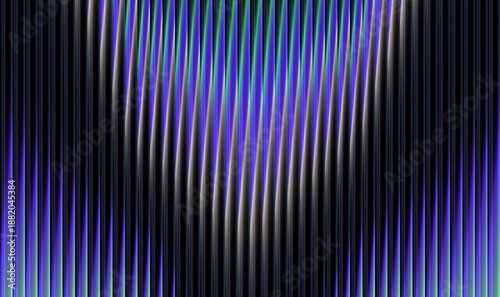 Abstract black, violet, teal and gold background with gradient stripes resembling glossy double-glass panels. Futuristic 3D effect on black base creates a sleek and modern visual style.