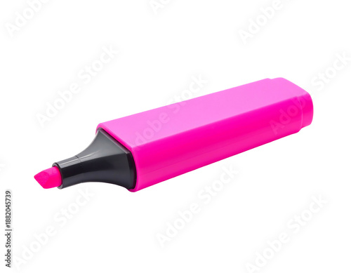 Bright pink marker with angled chisel tip, isolated on black