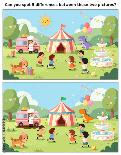 spot the difference, kids activity, fun games, puzzles for kids, educational activity, brain teaser, difference game, coloring pages, coloring books, book cover, kdp, kdp interior, kids challenges, le