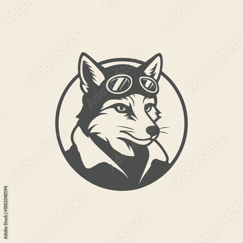 Fox aviator logo concept template