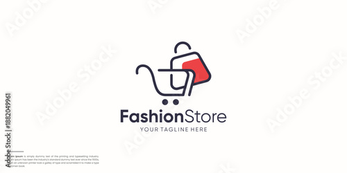 shop fashion logo designs concept, shopping cart logo designs