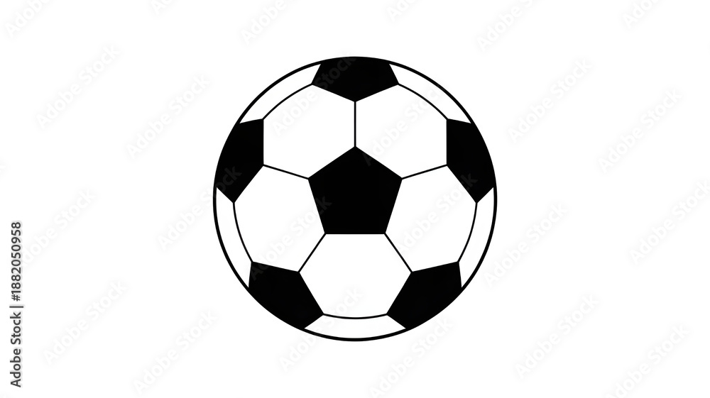 Fototapeta premium Classic black and white soccer ball with traditional panel design against a dark background