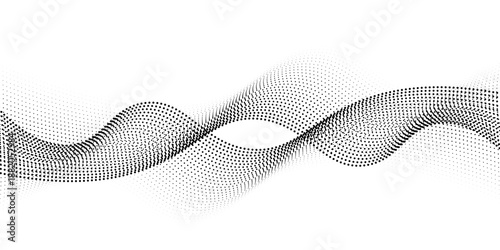 Abstract black stippled flowing dotted line background.