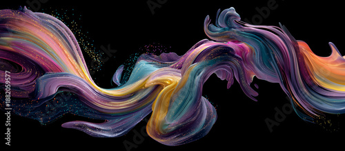 Abstract colorful paint splash wave on a dark background
