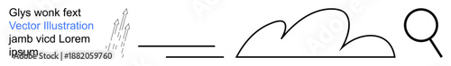 Cloud technology, data analysis, online search, digital storage, IT services, information retrieval. Image shows a cloud, magnifying glass and minimalist icons. Cloud technology and data analysis