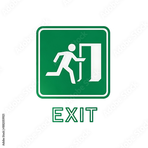 Emergency exit sign with running figure.