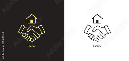 Escrow Icon for Financial Transactions, Real Estate, and Legal Services – Secure Payment Protection Symbol, Line, Vector Illustration for Banking, Property Deals, Contracts, and Trust Management.