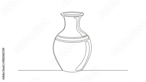 vase line art, simple black and white pottery