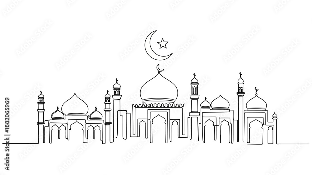 Naklejka premium mosque cityscape, islamic architecture