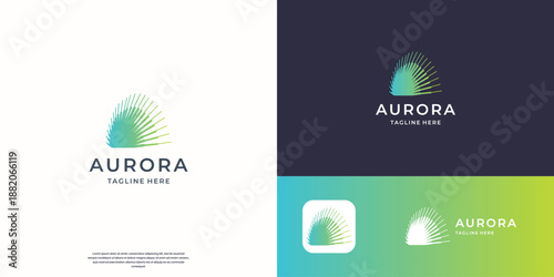 aurora borealis light linear style logo design inspiration.