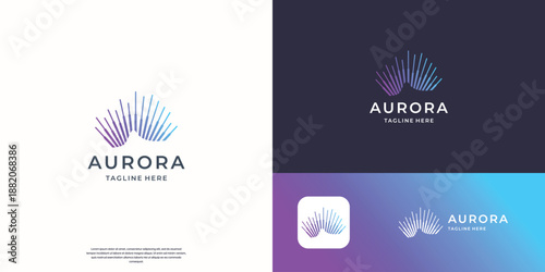 premium logo aurora design. inspiration borealis aurora with gradient color branding