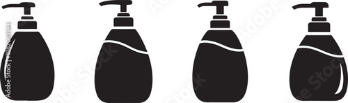 Black Spray Bottle Silhouettes – Cleaning Product Icons on White Background