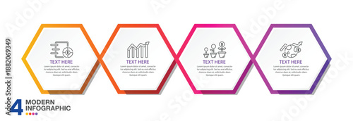 Infographic hexagon with 4 steps