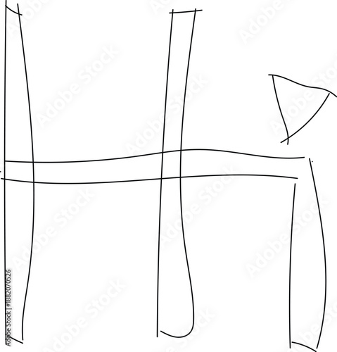 Minimalist line art sketch of abstract shapes and curves, emphasizing simplicity and creativity in a clean composition style