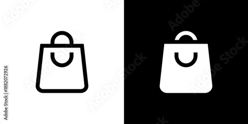 Shopping Bag concept with flat Black White Background. Vector illustration.