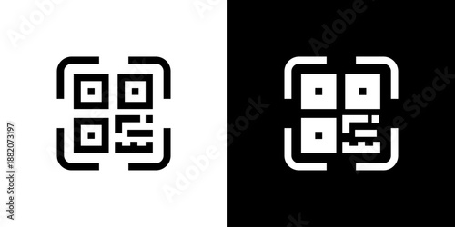 Qr Code concept with flat Black White Background. Vector illustration.