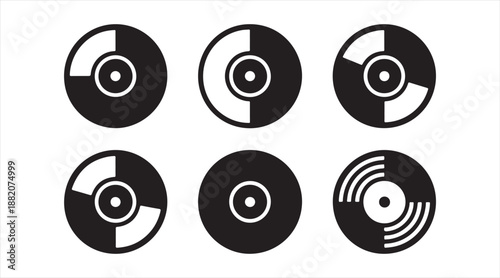 Digital media disc icons for audio, archive, and design use