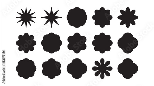 Abstract flower motif icon set for patterns and decoration