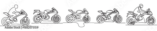 vector with continuous line style of motorbike
