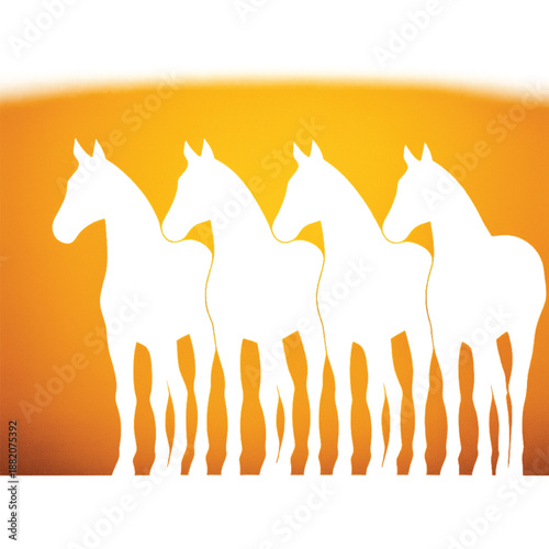 Horses lined up silhouette