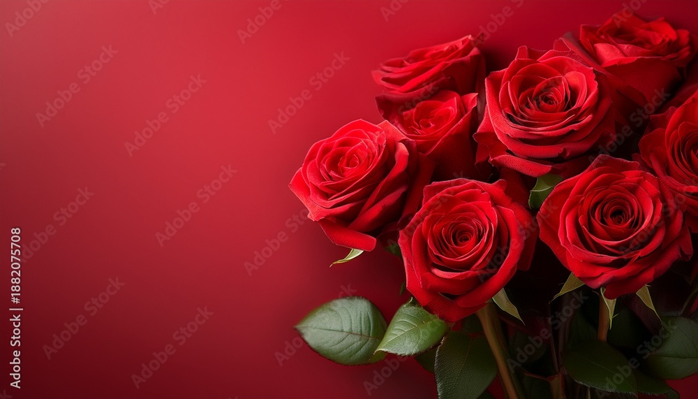 Fototapeta premium bunch of red roses on a red background