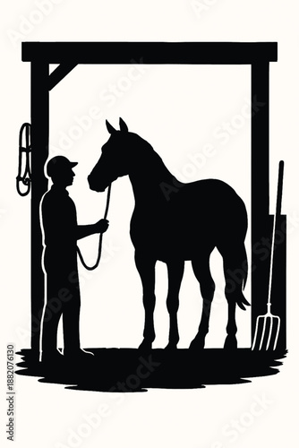 Horse stable silhouette