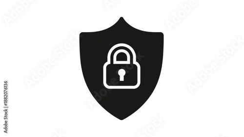Vector illustration of a secure padlock icon and key on a white background, representing a safe internet password login symbol for web security and business data protection