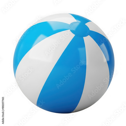 Blue and white beach ball isolated on transparent background