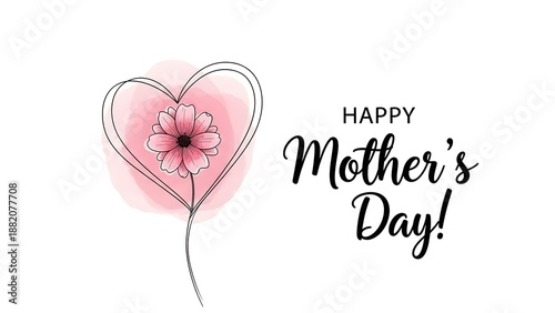 Heartfelt mother's day greeting with pink balloon