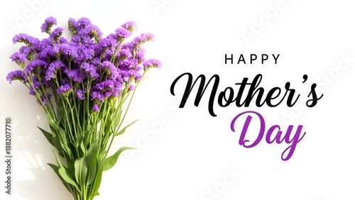 Happy mother's day greeting card with purple flowers